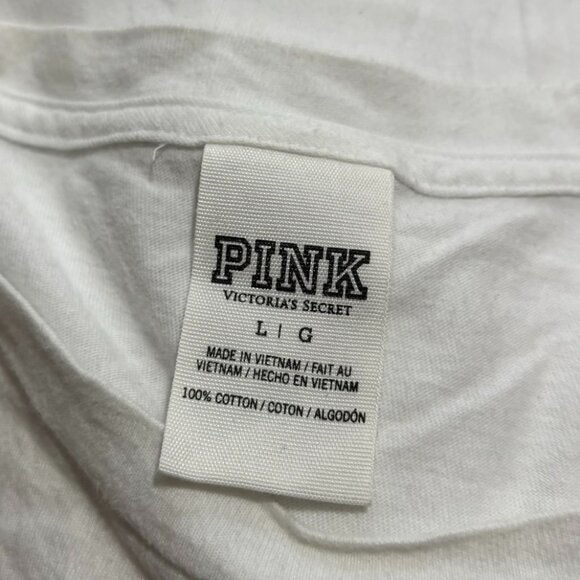 Victoria’s Secret PINK USA Flag Sleeve Tee – Red, White & Blue Logo Top Size L - Picture 4 of 4